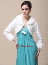 Faux Fur Special Occasion   Wedding Jacket With Long Sleeves and Fold over Collar RR091507FOR