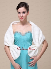 Faux Fur Special Occasion   Wedding Shawl  In Ivory With V neck RR09150 (26)FOR