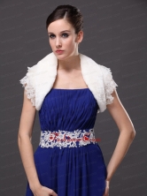 High Quality Faux Fur Special Occasion   Jacket  In Ivory With Lace Edge RR09150 (52)FOR