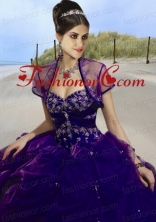 Modern Beading and Ruffles Tulle JQuinceanera acket with Open Front ACCJA065FOR