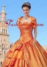 New Style Taffeta Orange Quinceanera Jacket with Embroidery ACCJA089FOR