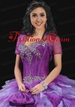 Romantic Purple Tulle Quinceanera Jacket with Open Front ACCJA074FOR