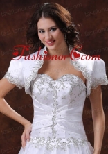 Short Sleeves White Quinceanera Jacket With Beading ACCJA030FOR