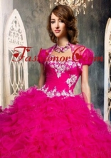 The Most Popular Ruffles and Beading Quinceanera Jacket   in Hot Pink ACCJA084FOR