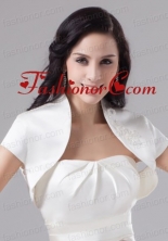 White Taffeta Short Sleeves White Jacket for Wedding Party ACCJA058FOR