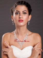 Alloy With Elegant Imitation Pearl Wedding Jewelry Set Including Necklace And Earrings JDZH059FOR