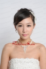 Amazing Alloy With Peals Wedding Jewelry Set Including Necklace Earrings And Headpiece ACCJSET113FOR