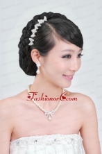 Beautiful Alloy With Peals Wedding Jewelry Set Including Necklace Earrings And Headpiece ACCJSET117FOR
