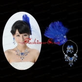 Beautiful Rhinestone and Feather Head Flower and Necklace ACCJSET147FOR