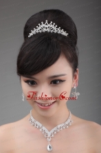 Dreamlike Rhinestone And Alloy Jewelry Set with Crown Necklace And Earrings ACCJSET015FOR