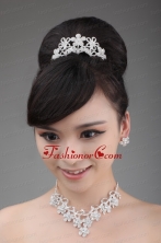 Elegant Alloy and Rhinestone Tiara and Necklace ACCJSET024FOR