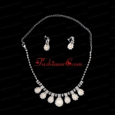 Elegant Pearl With Rhinestone Necklace And Earring Set ACCNES17FOR
