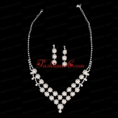 Elegant Pearl With Rhinestone Wedding Jewelry Set Including Necklace And Earrings ACCNES09FOR