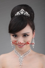 Elegant Rhinestone And Pearl Jewelry Set Including Necklace Earrings And Crown ACCJSET010FOR