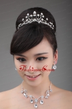 Elegant Rhinestone Wedding Jewelry Set Including Drop Necklace Earrings And Crown ACCJSET019FOR
