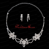 Exquisite Flower Shaped Rhinestone Wedding Jewelry Set Including Necklace And Earrings ACCNES11FOR