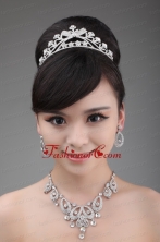 Exquisite Tiara and Necklace in Alloy and Rhinestone ACCJSET025FOR