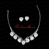 Gorgeous Sweetheart Shaped Rhinestones Wedding Jewelry Set Including Necklace And Earrings ACCNES15FOR
