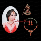 Graceful Alloy and Imitation Jewelry sets in Red ACCJSET128FOR