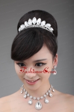 High Quality Crystal and Rhinestone Necklace and Crown ACCJSET033FOR