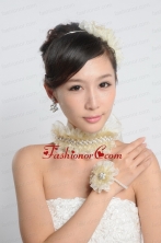 Imitation Pearl and Organza Necklace and Earrings Jewelry Set ACCJSET232FOR