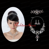 Intensive Flower Dazzling Crystal Jewelry Set Including Necklace And Tiara ACCJSET175FOR