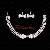 Lovely Bowknot Shaped Rhinestone Bridal Jewelry Set Necklace With Earrings ACCNES19FOR
