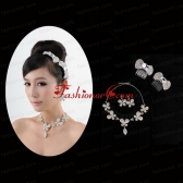 Lovely Bowknot and Butterfly Necklace And Earrings Jewelry Set ACCJSET198FOR