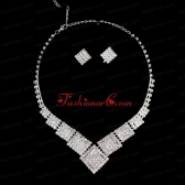 Luxurious Alloy Plated Rhinestone Necklace and Earrings Jewelry Set ACCNES18FOR
