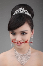Luxurious Pearl and Alloy Dignified Ladies Tiara and Necklace ACCJSET022FOR