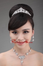 Multi Color Alloy Crystal Jewelry Set Including Necklace and Tiara ACCJSET027FOR