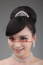 Pearl Wedding Jewelry Set Including Necklace  Earrings And Crown ACCJSET004FOR
