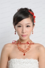 Red Alloy and Imitation Jewelry Set Including Necklace And Earrings ACCJSET122FOR