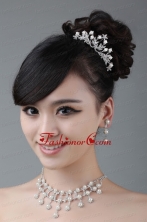 Rhinestone Wedding Jewelry Set In Alloy Including Necklace Earrings And Crown ACCJSET003FOR