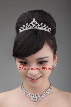 Rhinestone Wedding Jewelry Set Including Necklace  Earrings And Crown With Bowknot ACCJSET002FOR