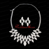 Shimmering Alloy With Rhinestones Ladies Necklace and Earrings Jewelry Set ACCNES08FOR