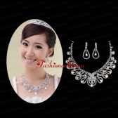 Shimmering Colorful Rhinestones Ladies Necklace and Earrings Jewelry Set ACCNES24FOR