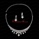 Shimmering Rhinestone Bridal Necklace and Earrings Jewelry Set ACCNES01FOR