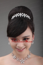 Shining Rhinestone Wedding Jewelry Set Including Crown Necklace And Earrings ACCJSET012FOR