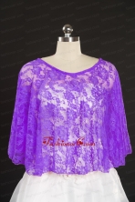 2014 Eggplant Purple Hot Sale Lace Wraps with Beading JSA005-21FOR 