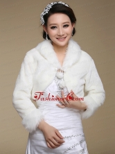2015 Top Seller Long Sleeves Faux Fur White Wraps ACCWRP041FOR