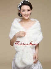 2015 White Faux Fur Wraps with Open Front ACCWRP027FOR