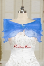 Beading Organza Blue Shawls for Wedding Party JSA001-21FOR