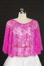 Elegant Hot Pink Beading Lace Wraps for 2014 JSA005-12FOR