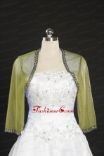 Elegant Olive Green Long Sleeves 2014 Wraps with Beading JSA014-16FOR