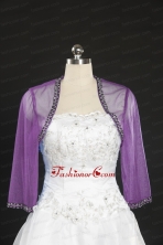 Fashionable Long Sleeves Lilac Wraps with Beading JSA014-6FOR