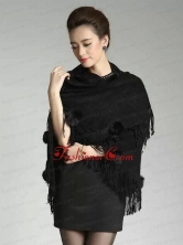 The Brand New Style Black Knitted Fabric 2015 Wraps ACCWRP032FOR