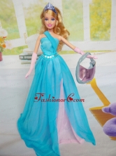 Beautiful Chiffon Blue Chiffon Party Dress For Noble Quinceanera Doll Babidf295for