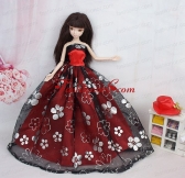 Black And Red Ball Gown Embroidery Quinceanera Doll Dress Babidf380for