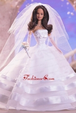 Fashion Handmade Quinceanera White Organza Wedding Dress For Quinceanera Doll Babidf359for
